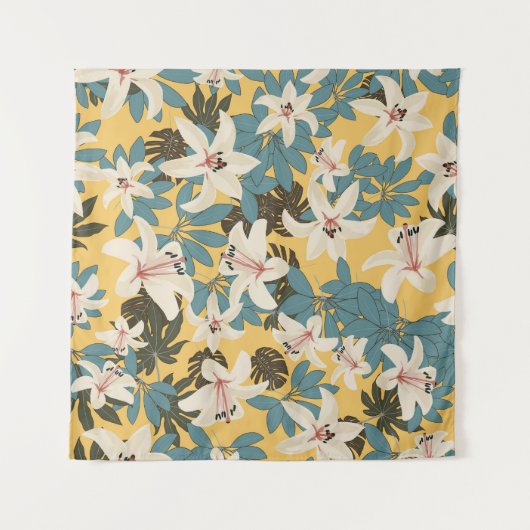 Helder tropisch blad Lily patroon Wandkleed (Voorkant)