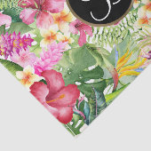 Helder Tropisch Bloemig Monogram Letter Initiaal Tissuepapier (Detail)