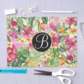Helder Tropisch Bloemig Monogram Letter Initiaal Tissuepapier (Craft)