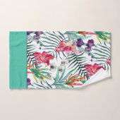 Helder tropisch bloemmotief met Aqua Border Bad Handdoek (Handdoek)