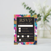 Helder Tropisch Hibiscus Bruiloft RSVP Kaartje (Staand voorkant)
