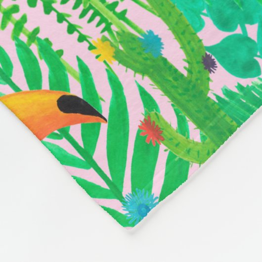 Helder tropisch naadloos handgetekend patroon met  fleece deken (Hoek)