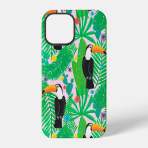 Helder tropisch naadloos handgetekend patroon met iPhone 12 hoesje