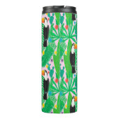 Helder tropisch naadloos handgetekend patroon met  thermosbeker (Achterkant)