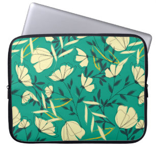 Helder tropisch naadloos patroon met bladeren en p laptop sleeve