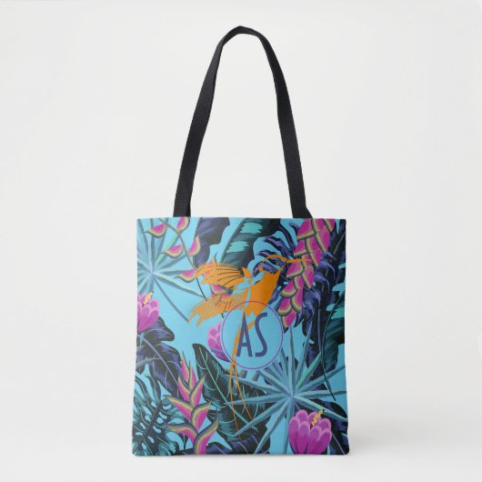 Helder Tropisch oliepatroon met Hummingbird Tote Bag (Voorkant)