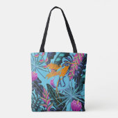 Helder Tropisch oliepatroon met Hummingbird Tote Bag (Achterkant)