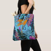 Helder Tropisch oliepatroon met Hummingbird Tote Bag (Dichtbij)