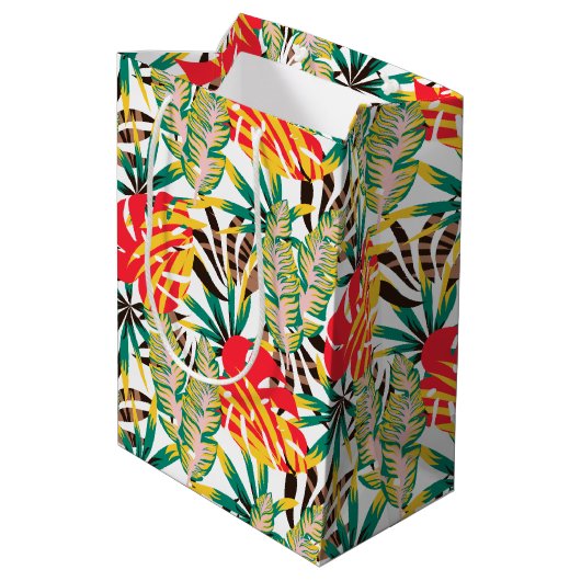 Helder tropisch patroon medium cadeauzakje (Achterkant Gekanteld)