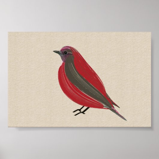 Helder Tropisch Rood Tanager op Linen Canvas Poster (Voorkant)