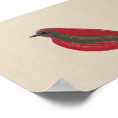 Helder Tropisch Rood Tanager op Linen Canvas Poster (Hoek)