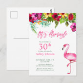 Helder Tropisch Roze Let's Flamingo 30e Verjaardag Briefkaart (Voorkant / Achterkant)