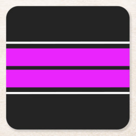 Helder Tropisch Roze Zwart Wit Racing Stripes Kartonnen Onderzetters