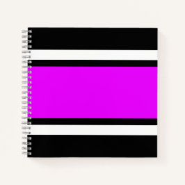 Helder Tropisch Roze Zwart Wit Racing Stripes Notitieboek