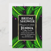 Helder tropisch Vrijgezellenfeest met Neon Palm Le Kaart (Voorkant)