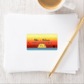 Helder tropisch zonnescherm en strakkerlichten etiket (Insitu)