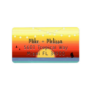 Helder tropisch zonnescherm en strakkerlichten etiket