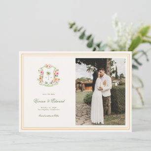 Helder Tropische Palmboom Crest Strand Bruiloft Save The Date