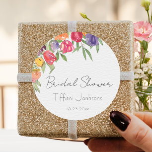 Helder Trouwdag Bruidsfeest Bloemen Bedankt Ronde Sticker