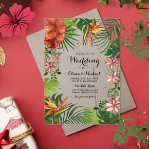 Helder Trouwkaart met Tropische Bloemen van Acryl Uitnodigingen