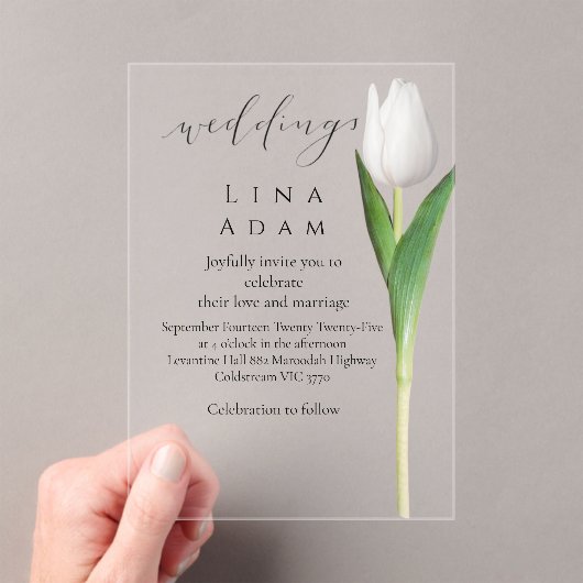 Helder Trouwkaart Uitnodiging van Acryl met Tulp (Insitu (Draagbaar))