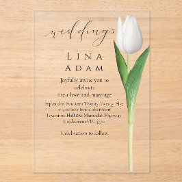 Helder Trouwkaart Uitnodiging van Acryl met Tulp
