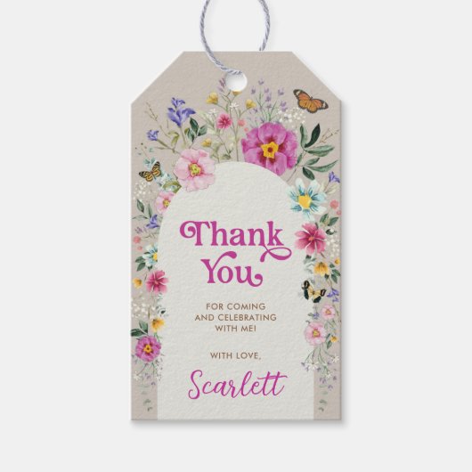Helder Tuin met Wilde Bloemen Verjaardag Bedankt Cadeaulabel (Voorkant)