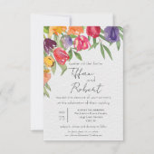 Helder tulp- en groenboeket trouwkaart kaart (Voorkant)