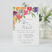 Helder tulp- en groenboeket trouwkaart kaart (Staand voorkant)