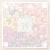 Helder tulp foto met monogram glazen onderzetter (Achterkant)