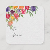 Helder tulpen en groene decoratie bruidsdouche informatiekaartje (Achterkant)