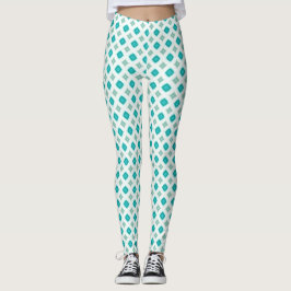 Helder Turkoois en Witte Ogee Geometrisch Leggings