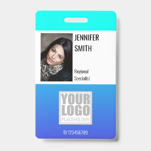 Helder Turquoise Aqua Ombre Logo Sjabloon Werkneme Badge