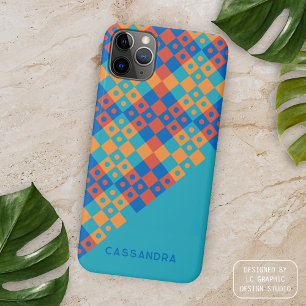 Helder Turquoise Blauw Oranje Rood Midcentury Kuns iPhone 16 Pro Max Hoesje