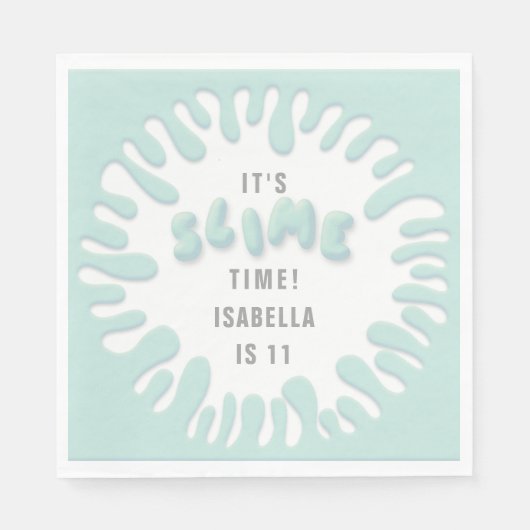 Helder turquoise blauw slijm partij servet (Voorkant)