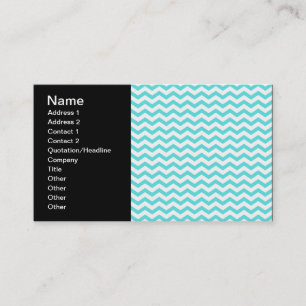 Helder turquoise en wit chevron zigzagpatroon visitekaartje