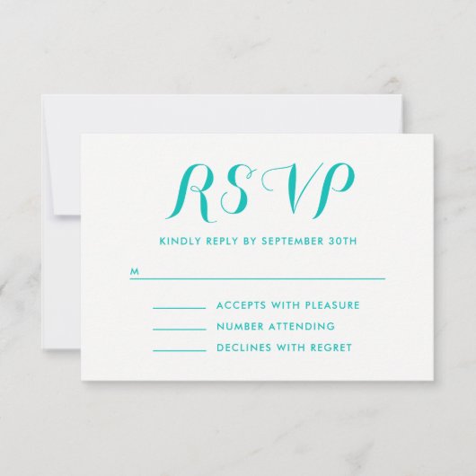 Helder Turquoise Geschilderde Ombre RSVP Kaartje (Voorkant)