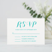 Helder Turquoise Geschilderde Ombre RSVP Kaartje (Staand voorkant)