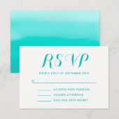 Helder Turquoise Geschilderde Ombre RSVP Kaartje (Voorkant / Achterkant)