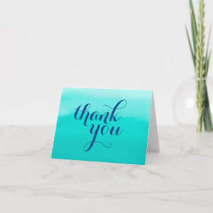 Helder turquoise geschilderde verloop bedankkaart