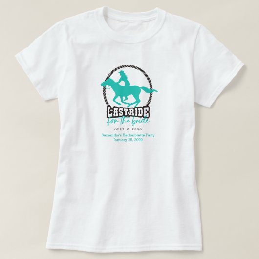 Helder Turquoise Laatste Rit Voor De Bruid T-Shirt (Design voorkant)