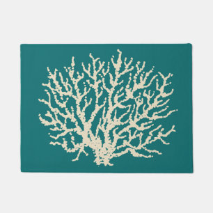 Helder turquoise nautische deurmat vloerkleed