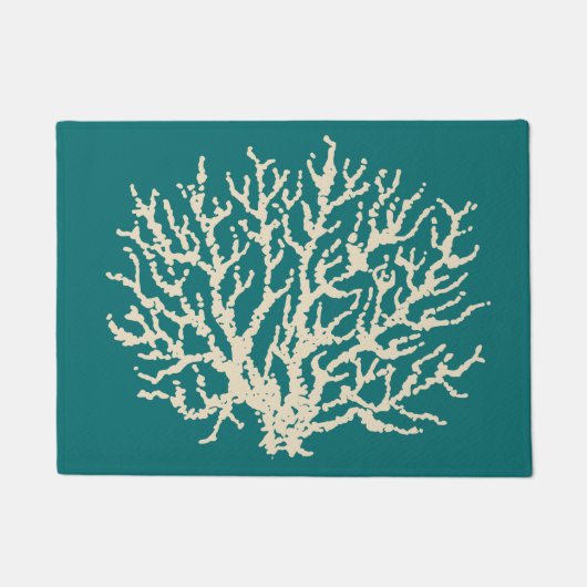 Helder turquoise nautische deurmat vloerkleed (Voorkant)