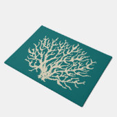 Helder turquoise nautische deurmat vloerkleed (Schuin)
