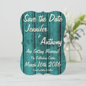 Helder turquoise rustieke Save the Date No. 2br Kaart (Staand voorkant)