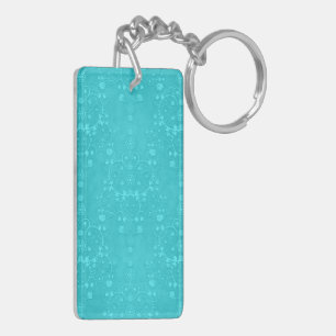 Helder Turquoise Teal Aqua Damast Patroon Sleutelhanger