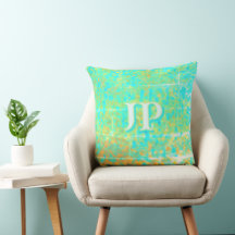 Helder Turquoise Vervaaide Oceaan Textuur Monogram