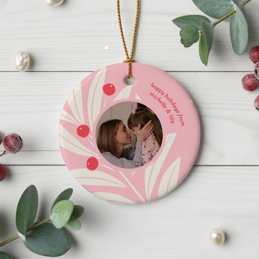 Helder vakantielofwerk keramisch ornament