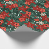 Helder, veeleisend, stijlvol Floral Pattern Kerstm Cadeaupapier (Hoek)