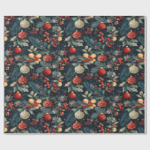 Helder versierd kerstinpakpapier cadeaupapier (Vlak)